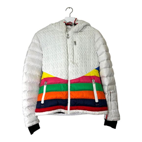 Perfect Moment Rainbow Chevron Down Ski Jacket Size Medium - Picture 2 of 14